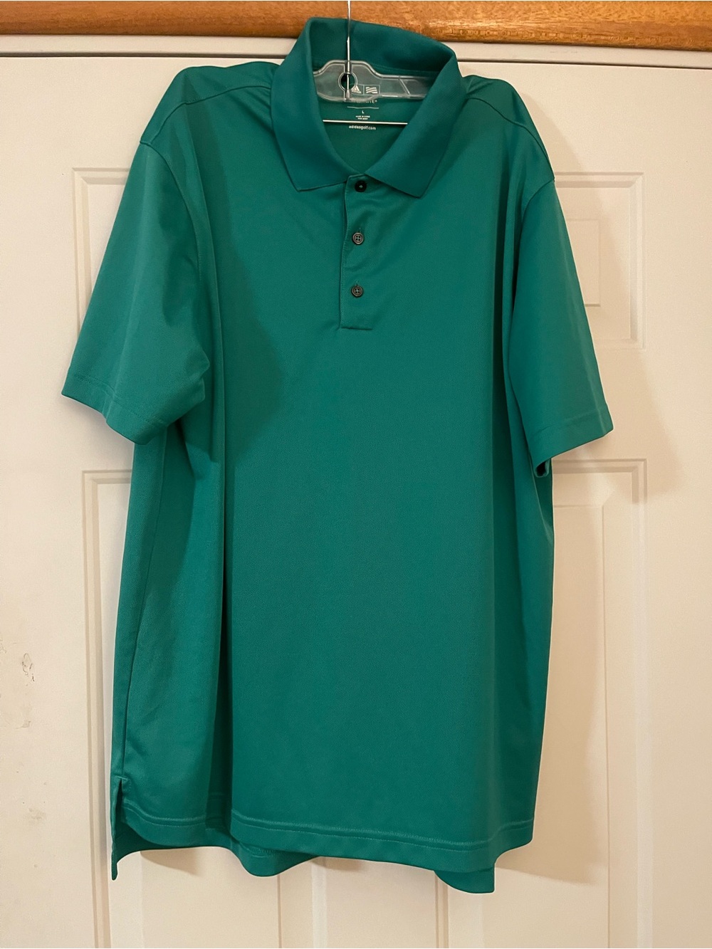 adidas Golf ClimaLite Men’s Green Polo Shirt L Short Sleeve Polyester Logo